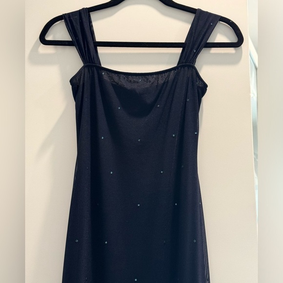 Vintage Tahari Navy Mesh Midi dress with Blue Crystals Size 2 - Picture 4 of 6